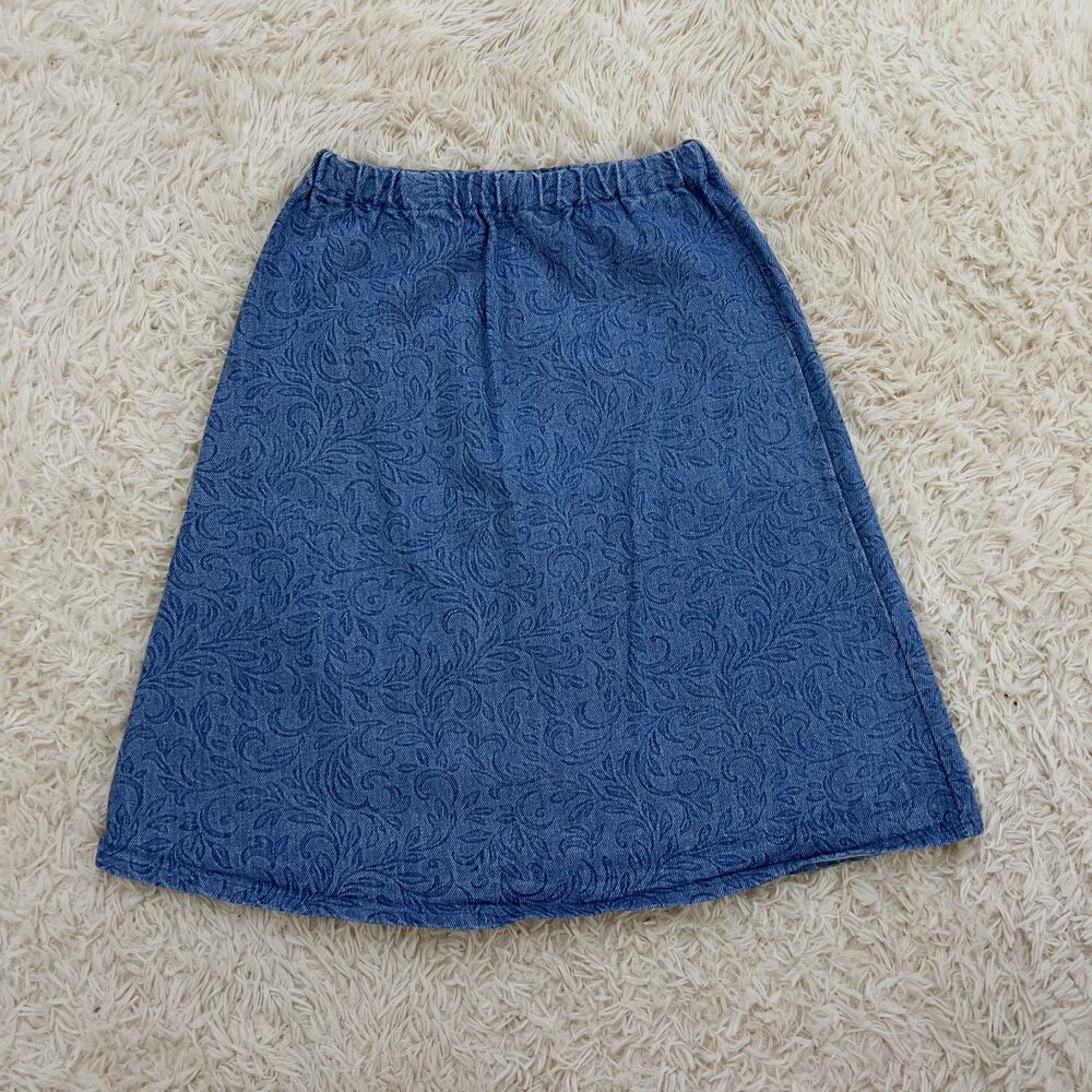 Vintage 1990s Handmade Cottagecore Denim Midi Skirt Size Small